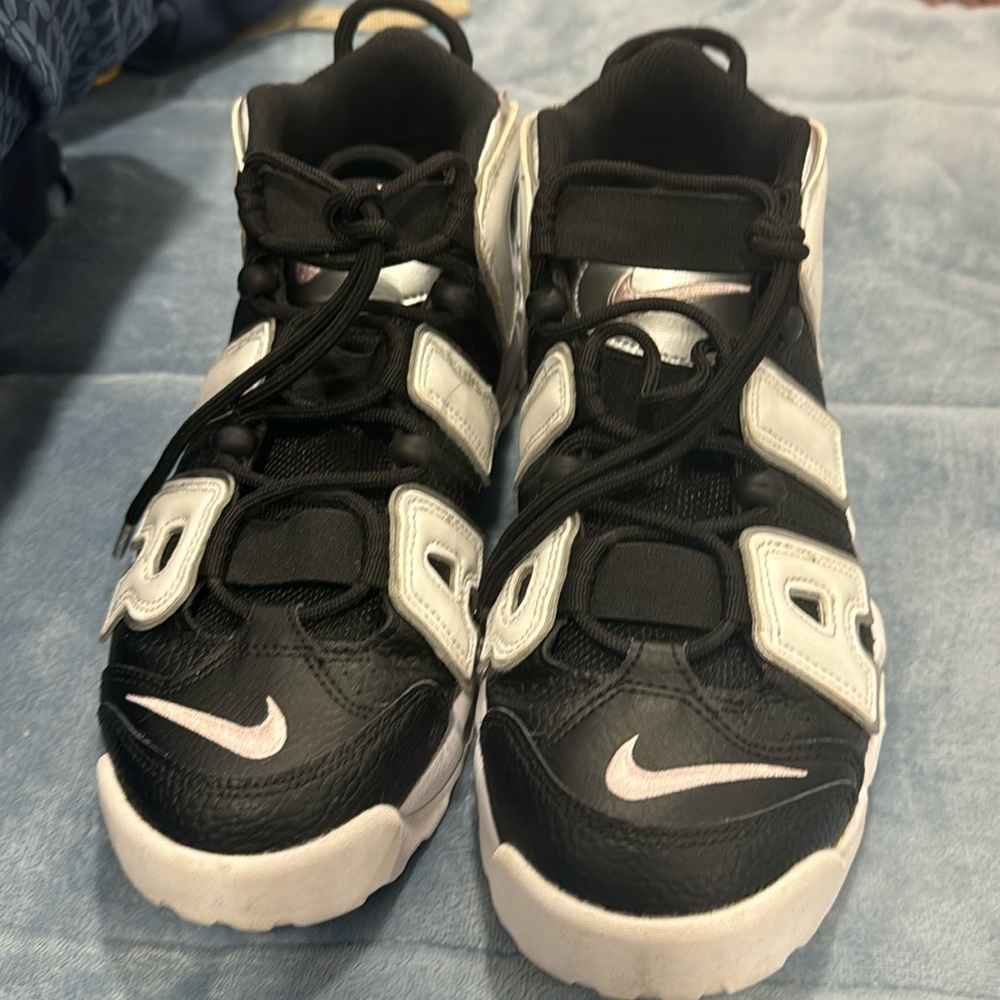 Nike Air More Uptempo Black Shoes White Logo HighTop Sneakers - Women’s 9.5